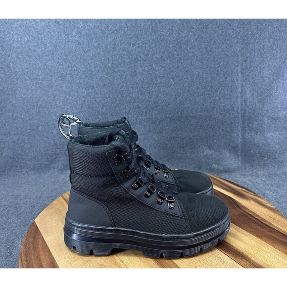 Dr. Martens Combat Boots Lug Sole Combs W Women's Size 7 Black Canvas High Top - Picture 1 of 10
